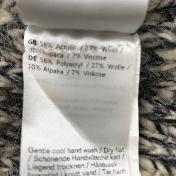 Samsoe Samsoe Extra Thick Grey & Cream Knit Crew Neck Sweater Size S - Picture 9 of 9